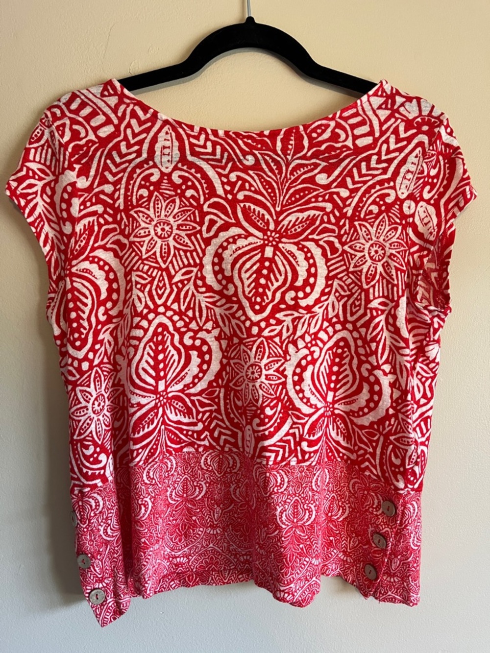 Linen Floral Pattern Women's Top